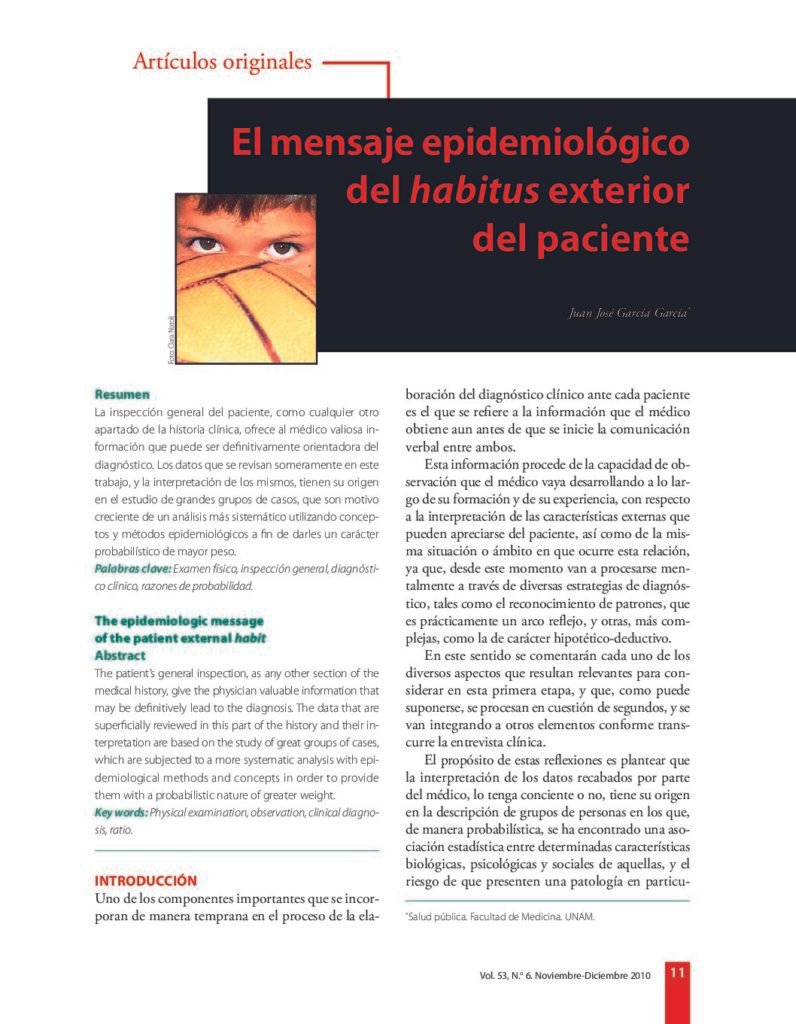 thumbnail of El mensaje epidemiologico del habitus exterior del paciente Juan Jose Garcia Garcia